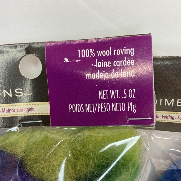 Dimensions FeltWorks Needle Felting Wool Roving Cool Blue Green Purple 3 Packs - Picture 6 of 13